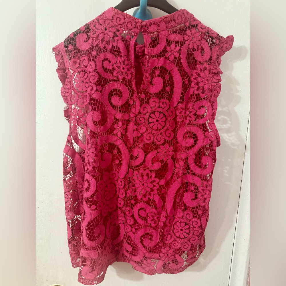 Nanette Lepore Pink Lace Crochet Top - Picture 4 of 5